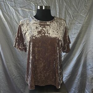Altar'd State Crushed Velvet Short Sleeve Tee in Mauve